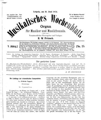 Musikalisches Wochenblatt Dienstag 16. Juni 1874