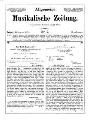 Allgemeine musikalische Zeitung Mittwoch 14. Januar 1874