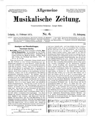 Allgemeine musikalische Zeitung Mittwoch 11. Februar 1874