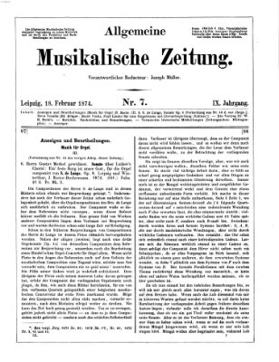 Allgemeine musikalische Zeitung Mittwoch 18. Februar 1874