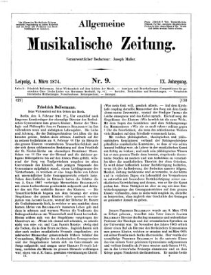 Allgemeine musikalische Zeitung Mittwoch 4. März 1874