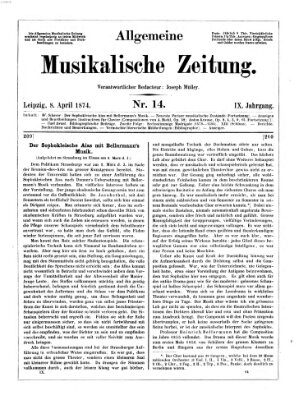 Allgemeine musikalische Zeitung Mittwoch 8. April 1874