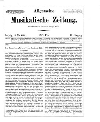 Allgemeine musikalische Zeitung Mittwoch 13. Mai 1874