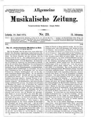 Allgemeine musikalische Zeitung Mittwoch 10. Juni 1874