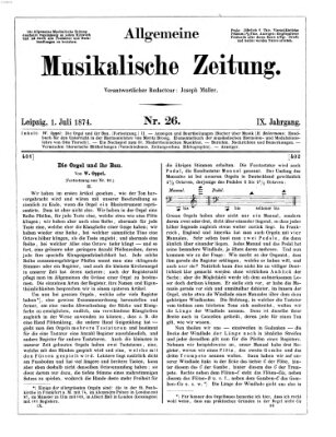 Allgemeine musikalische Zeitung Mittwoch 1. Juli 1874