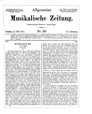 Allgemeine musikalische Zeitung Mittwoch 22. Juli 1874