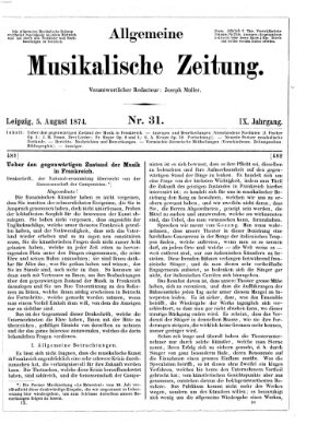 Allgemeine musikalische Zeitung Mittwoch 5. August 1874