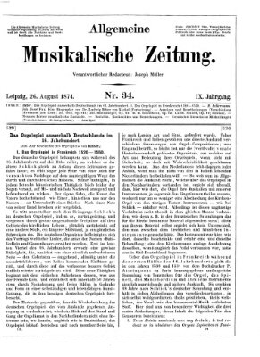 Allgemeine musikalische Zeitung Mittwoch 26. August 1874