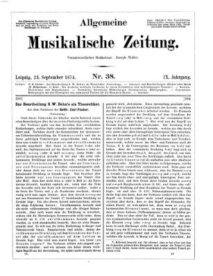 Allgemeine musikalische Zeitung Mittwoch 23. September 1874