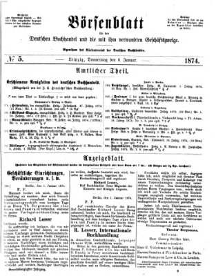 Börsenblatt für den deutschen Buchhandel Donnerstag 8. Januar 1874