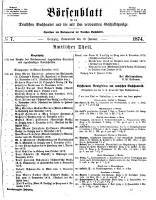 Börsenblatt für den deutschen Buchhandel Samstag 10. Januar 1874