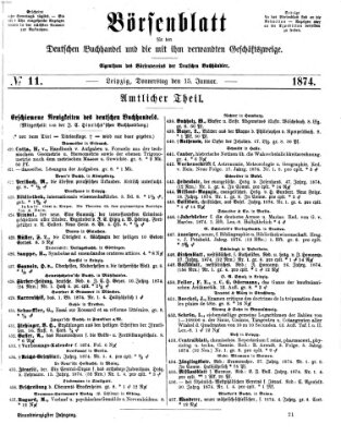 Börsenblatt für den deutschen Buchhandel Donnerstag 15. Januar 1874