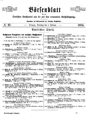 Börsenblatt für den deutschen Buchhandel Dienstag 3. Februar 1874