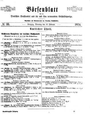 Börsenblatt für den deutschen Buchhandel Dienstag 10. Februar 1874