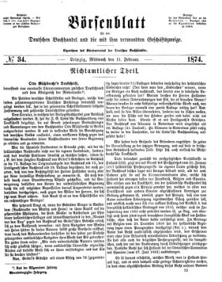 Börsenblatt für den deutschen Buchhandel Mittwoch 11. Februar 1874