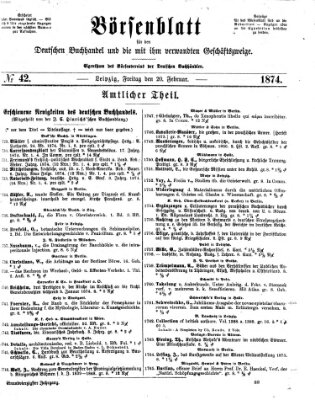 Börsenblatt für den deutschen Buchhandel Freitag 20. Februar 1874