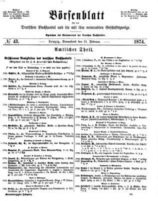 Börsenblatt für den deutschen Buchhandel Samstag 21. Februar 1874