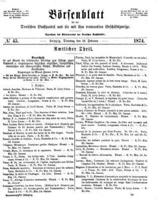 Börsenblatt für den deutschen Buchhandel Dienstag 24. Februar 1874