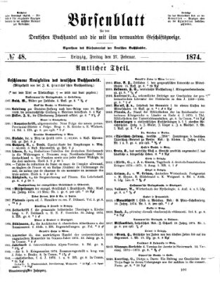 Börsenblatt für den deutschen Buchhandel Freitag 27. Februar 1874