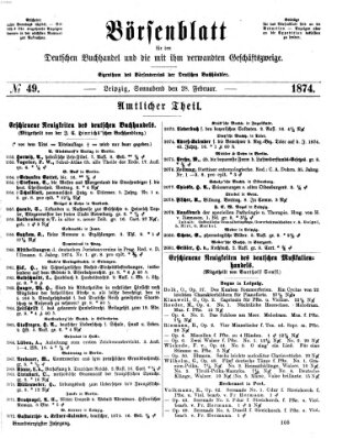 Börsenblatt für den deutschen Buchhandel Samstag 28. Februar 1874