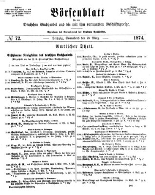 Börsenblatt für den deutschen Buchhandel Samstag 28. März 1874