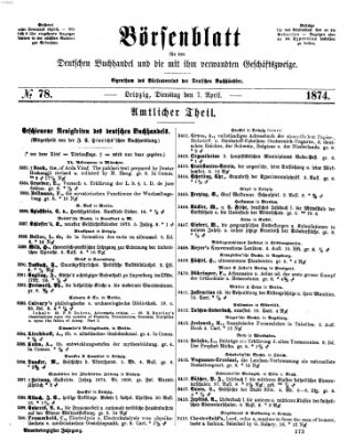 Börsenblatt für den deutschen Buchhandel Dienstag 7. April 1874