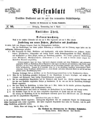 Börsenblatt für den deutschen Buchhandel Donnerstag 9. April 1874