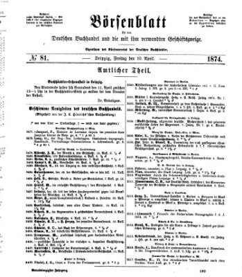 Börsenblatt für den deutschen Buchhandel Freitag 10. April 1874