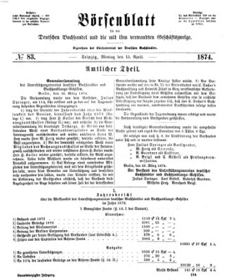 Börsenblatt für den deutschen Buchhandel Montag 13. April 1874