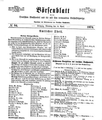 Börsenblatt für den deutschen Buchhandel Dienstag 14. April 1874