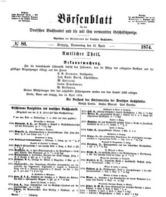 Börsenblatt für den deutschen Buchhandel Donnerstag 16. April 1874