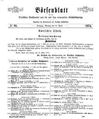 Börsenblatt für den deutschen Buchhandel Montag 27. April 1874