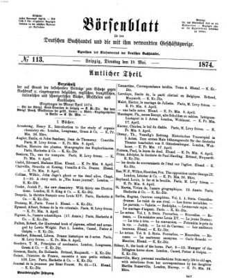 Börsenblatt für den deutschen Buchhandel Dienstag 19. Mai 1874