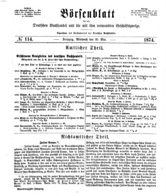 Börsenblatt für den deutschen Buchhandel Mittwoch 20. Mai 1874