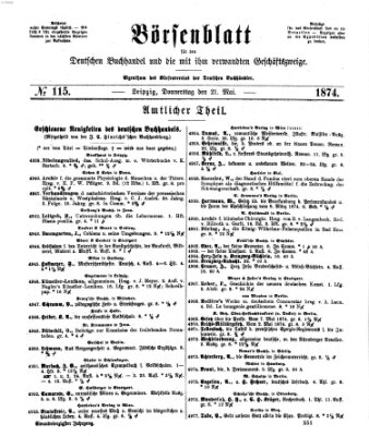 Börsenblatt für den deutschen Buchhandel Donnerstag 21. Mai 1874