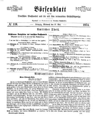 Börsenblatt für den deutschen Buchhandel Mittwoch 27. Mai 1874