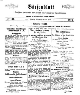 Börsenblatt für den deutschen Buchhandel Mittwoch 17. Juni 1874