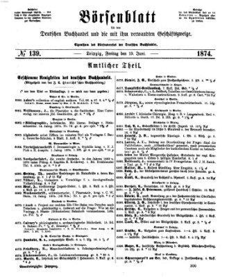 Börsenblatt für den deutschen Buchhandel Freitag 19. Juni 1874