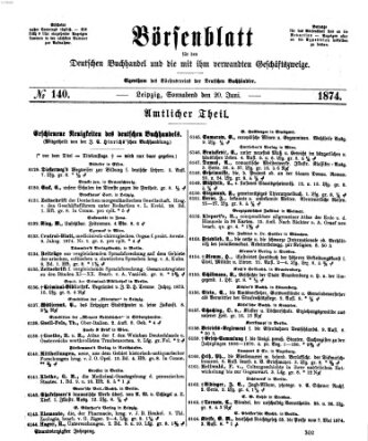 Börsenblatt für den deutschen Buchhandel Samstag 20. Juni 1874