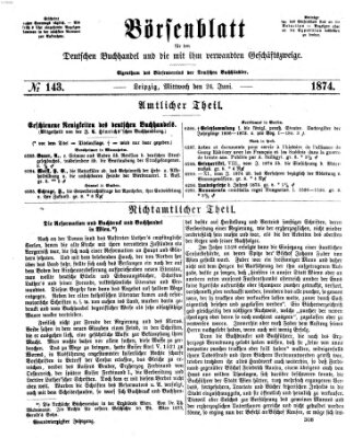 Börsenblatt für den deutschen Buchhandel Mittwoch 24. Juni 1874