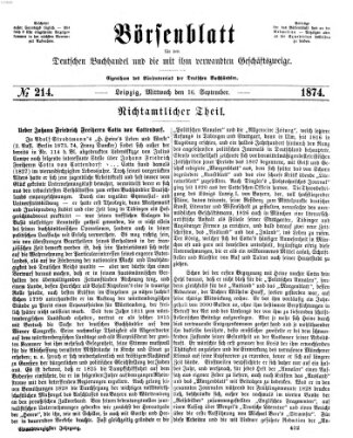 Börsenblatt für den deutschen Buchhandel Mittwoch 16. September 1874