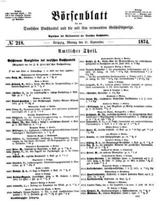 Börsenblatt für den deutschen Buchhandel Montag 21. September 1874