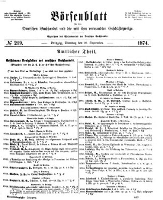 Börsenblatt für den deutschen Buchhandel Dienstag 22. September 1874