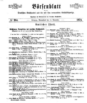 Börsenblatt für den deutschen Buchhandel Samstag 14. November 1874