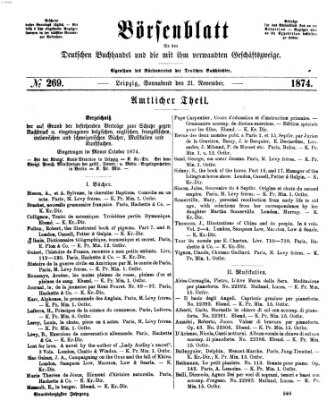 Börsenblatt für den deutschen Buchhandel Samstag 21. November 1874