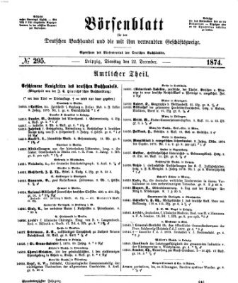 Börsenblatt für den deutschen Buchhandel Dienstag 22. Dezember 1874