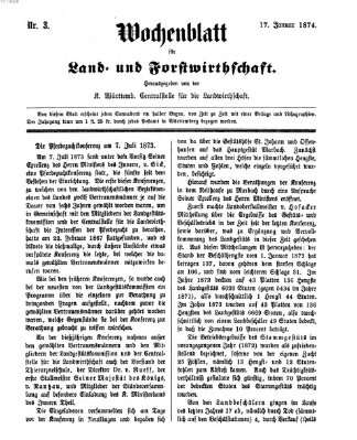 Wochenblatt für Land- und Forstwirthschaft Samstag 17. Januar 1874