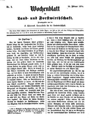 Wochenblatt für Land- und Forstwirthschaft Samstag 28. Februar 1874