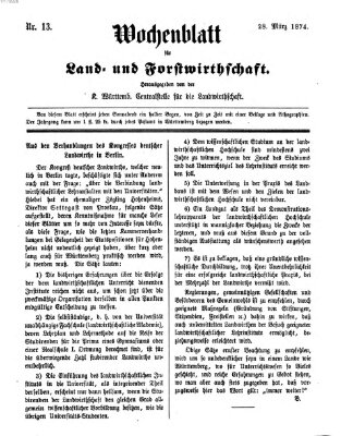 Wochenblatt für Land- und Forstwirthschaft Samstag 28. März 1874