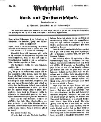 Wochenblatt für Land- und Forstwirthschaft Samstag 5. September 1874